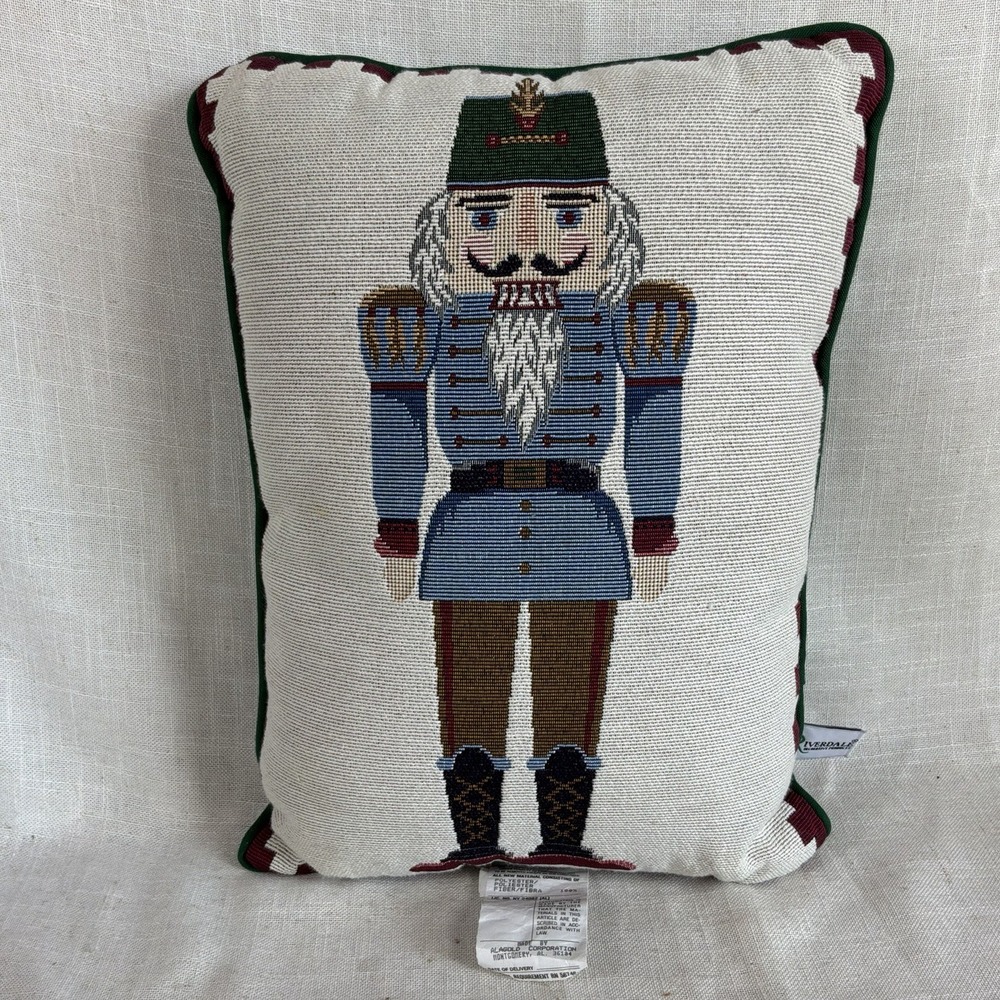 NOS Riverdale Nutcracker Tapestry Pillow 17" X 13" Holiday Christmas